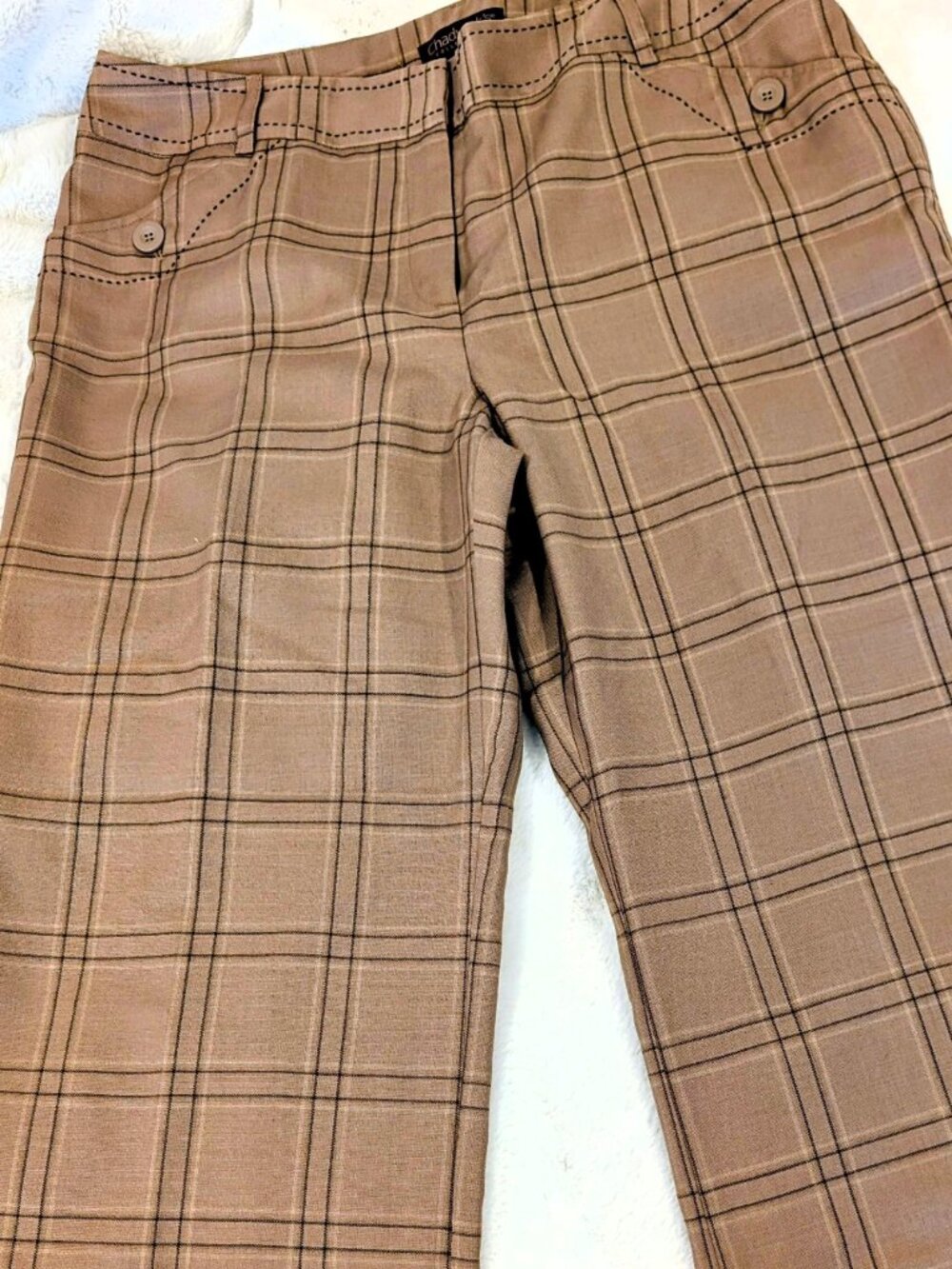 Chadwick’s Collection Tan Plaid Wool Blend Dress Pants - Size 14 - CB